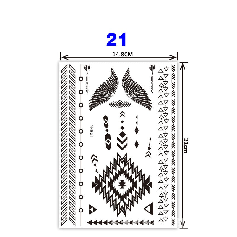 Black Pattern Tattoo Stickers (148mm*210mm) YHB021