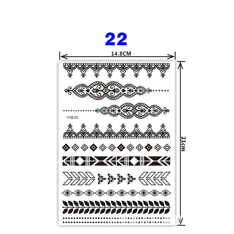 Black Pattern Tattoo Stickers (148mm*210mm) YHB022