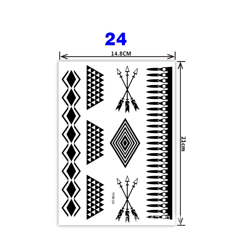 Black Pattern Tattoo Stickers (148mm*210mm) YHB024