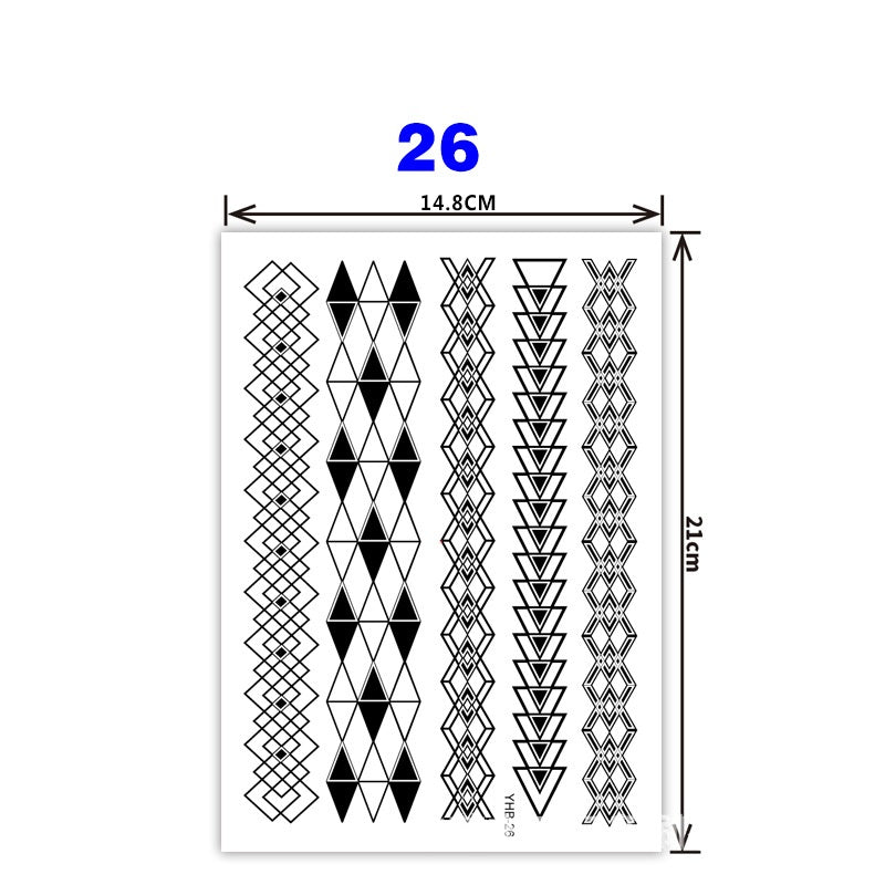 Black Pattern Tattoo Stickers (148mm*210mm) YHB026