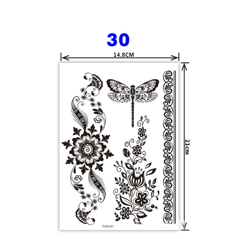 Black Pattern Tattoo Stickers (148mm*210mm) YHB030